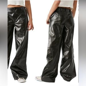 Free People Star Crossed Lovers Patent Leather Straight Leg Pants